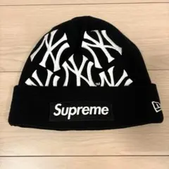 Supreme NEW ERA Yankees ニット帽　ビーニー　ブラック