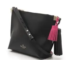ケイトスペード KATE SPADE ショルダーバッグ 黒 ピンク　タッセル