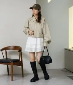 kastane フェイクレザーショートブルゾン