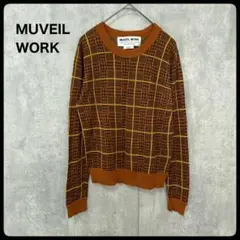 # MUVEIL WORK チェック柄ニットセーター　薄手　トップスのサムネイル