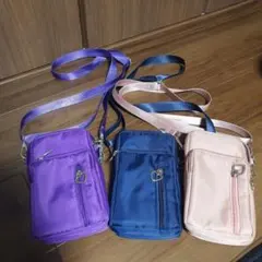 3個 セット ショルダー バッグ スマホ 紫 紺 ピンク お得 カバン 可愛い