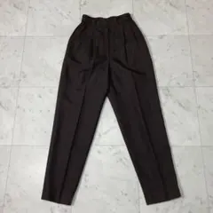 ダークブラウン ストライプ ハイウエストスラックス　ヴィンテージ