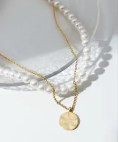 【一度着用のみ】パール チェーン 2連ネックレス ゴールドのサムネイル