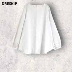 ドレスキップ　長袖フレアシャツ　ブラウス　ホワイト　透け感　L 上品　シンプルのサムネイル