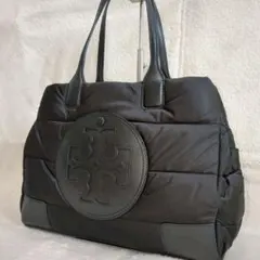 極美品 トリーバーチ パッファ トートバッグ ブラック ダウン素材 デカロゴ