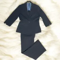 ORIHICA スーツ 上下 洗えるパンツスーツ 紺ストライプ 七分袖 9号