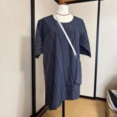 ストライプ柄 チュニック ポーチ付き 着物リメイク - メルカリ