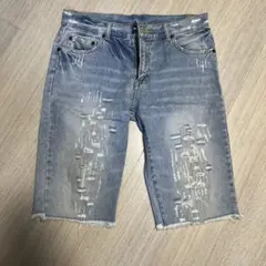 メンズ ダメージ ジーンズ デニム ハーフパンツ