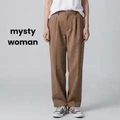 【mysty woman】センタープレス ストレート タックパンツ ウエストゴムのサムネイル