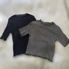 マ*ド様 五分袖カットソー　2枚セット　春服