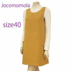 新品同様★ホコモモラ★マスタードカラー★ドット柄★ノースリーブワンピース★40