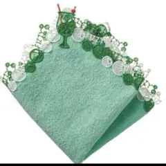 近沢レース　シーズンタオルハンカチ　クリームソーダ　グリーン