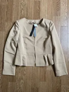 未使用　ANAYI ノーカラーペプラムジャケット ベージュ