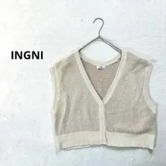 【イング】M Vネック ニットベスト ベージュ