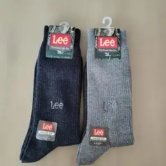 ★新品★Lee リブ編みソックス 25~27 ダークグレー・グレー2足セット