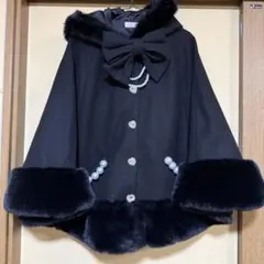 ボリュームファーフードケープコート