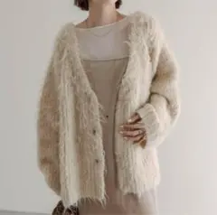 mystic ウール混シャギーカーディガン