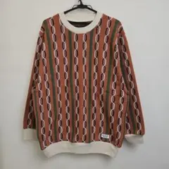 今だけ半額24SS新品ワコマリアストライプセーターBROWN/L