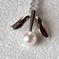 ミキモト シルバー925 パールネックレス ピンク系 リーフデザイン 美品のサムネイル