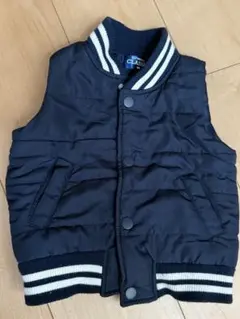 ネイビー 中綿ベスト サイズ80 ストライプ襟