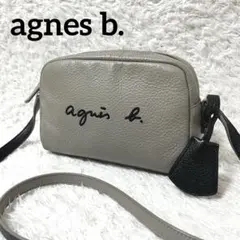 ✨希少✨アニエスベー ショルダーバッグ オールレザー ロゴ刺繍 グレー 