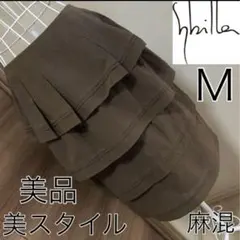 ◯◯美品☆シビラ☆美スタイル☆麻混☆ティアード スカート☆M☆Sybillaのサムネイル