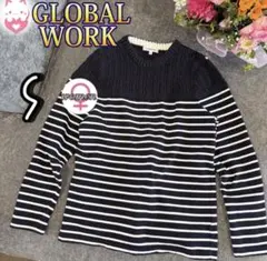 GLOBAL WORK 異素材切り替え ドッキングプルオーバー　S 長袖