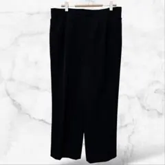 【IMAGINA】スラックスパンツ ウエストゴム 黒無地 シンプル ストレート