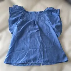 ユナイテッドアローズ　スカイブルーふんわり涼しげ半袖ブラウス　袖フリル