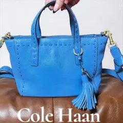 Cole Haan 青 レザー ショルダーバッグ 2wayバッグ