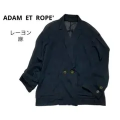 ADAM ET ROPE' ダブルブレスト シアージャケット リネン混 ブラックのサムネイル