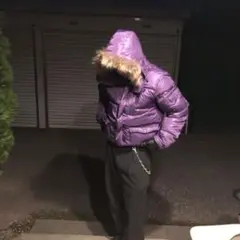 00s y2k 平成　ファー付きダウンジャケット　光沢　opium パープル紫