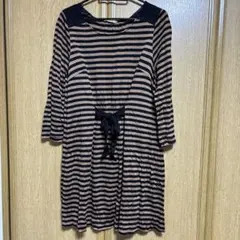 ローズティアラ　ストライプ 七分袖 ミニワンピース　大きいサイズ