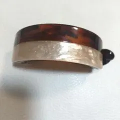 ★ブラウン×ベージュ ヘアクリップ ラメ入り USED 美品 a0361