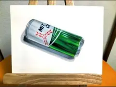 色鉛筆画 絵画 イラスト 缶ジュースの絵 原画 約 縦15.5cm22横cm