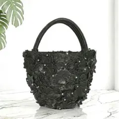 ✨極美品✨f×a FERRIRA　本革　トートバッグ　フラワーモチーフ　黒