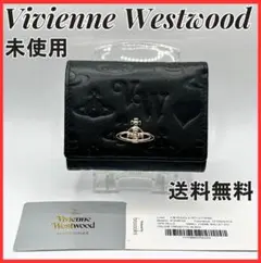 Vivienne Westwood 定番マット 折財布 黒 型押し 金 人気