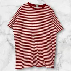 美品✨【XL】ストライプ Tシャツ 半袖 オーバーサイズ ユニセックス 赤 白