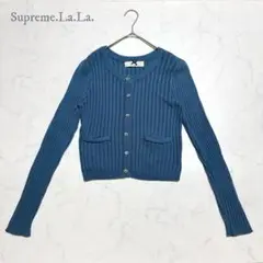 Supreme.La.La. ビジュー ボタン ショート丈 リブ カーディガン