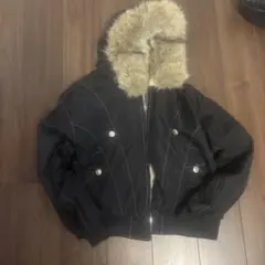 カジュアルジャケット 黒 ファー付き