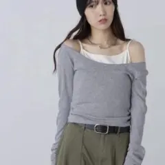ワンショルキャミレイヤード風カットソーのサムネイル