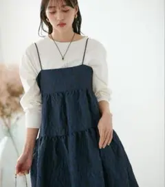 定価 ¥10,989★VIS ジャガードフレアワンピース　オケージョン