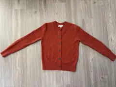 ユニクロ　ラムクルーネックカーディガン　オレンジ