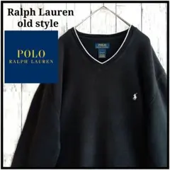 ラルフローレン★サーマルカットソー L ヴィンテージ Vネック ロンT 長袖 黒