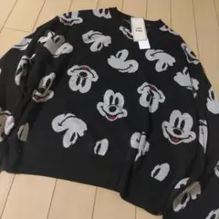 未使用ミッキーマウス総柄メンズニット セーター 3L ブラック