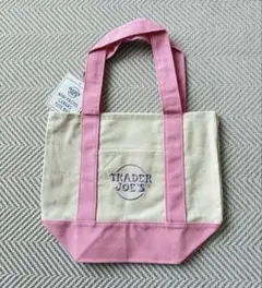 Trader Joe's　トレジョ　ミニトートバッグ　パステルピンク