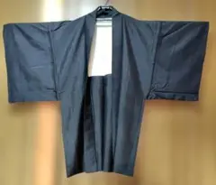 黒い紋付き 家紋入片喰 羽織 シンプルデザイン メンズ用