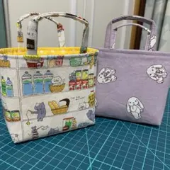 ミニミニトートハンドメイド　猫柄　ウサギ柄