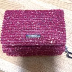 オリジナルロゴ三つ折り財布 ニコアンド スパンコール ピンク