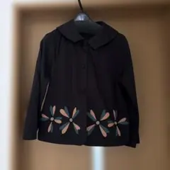 ホコモモラ花刺繍 黒ジャケット 長袖のサムネイル